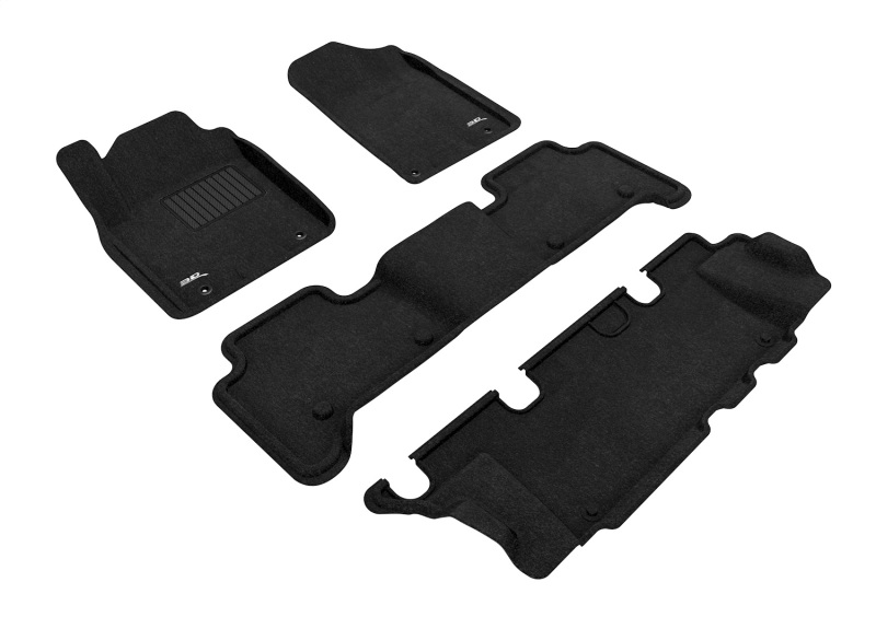 Infiniti Qx80 Floor Mat Set - Front Rear and Third Row - 3D MAXpider - Elegant - Black - `14-`24 Infiniti Qx80 Floor Mat Set - Front Rear and Third Row - 3D MAXpider - Elegant - Black - `14-`24